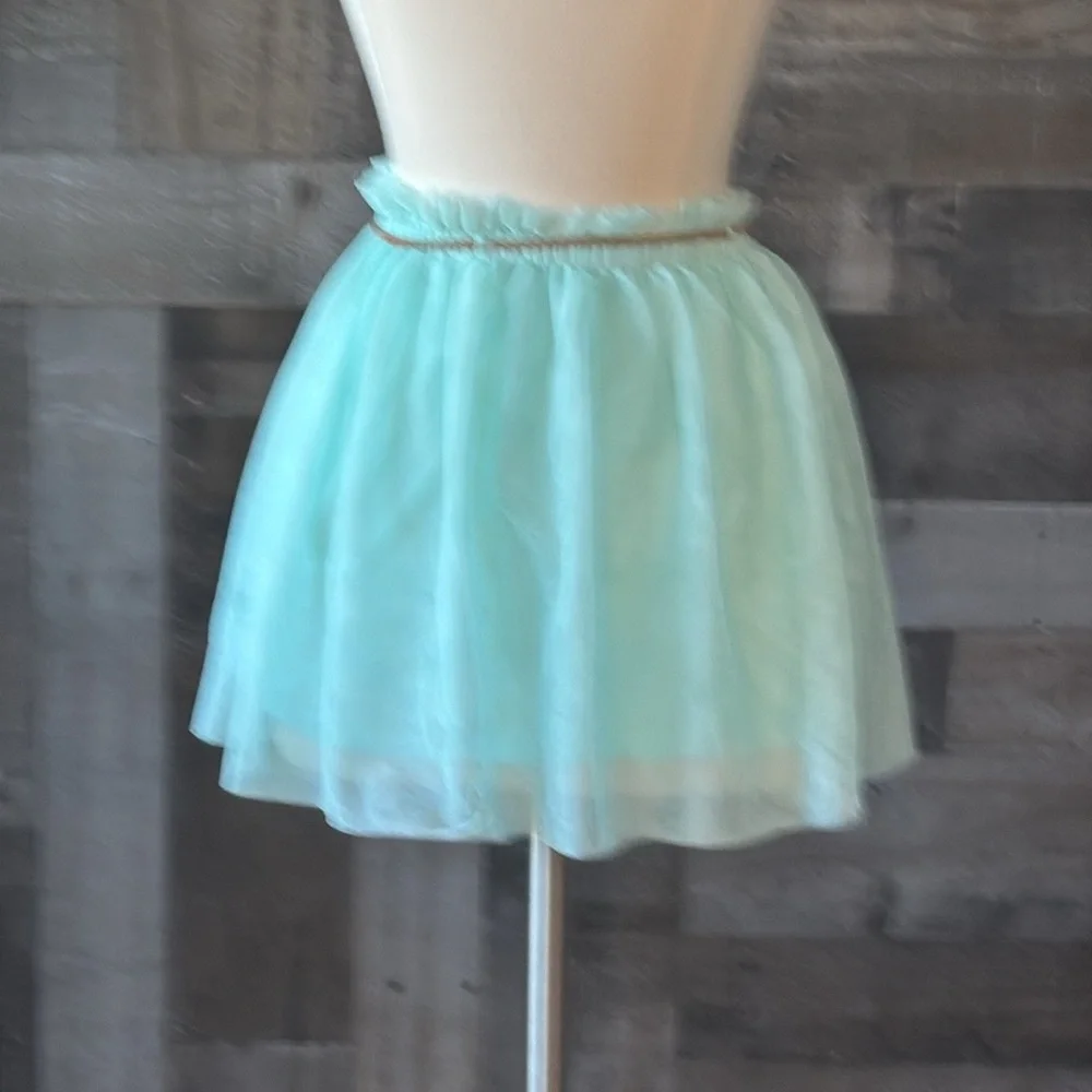 Zara Girls turquoise skirt size 12 flowy tulle softgirl feminine balletcore